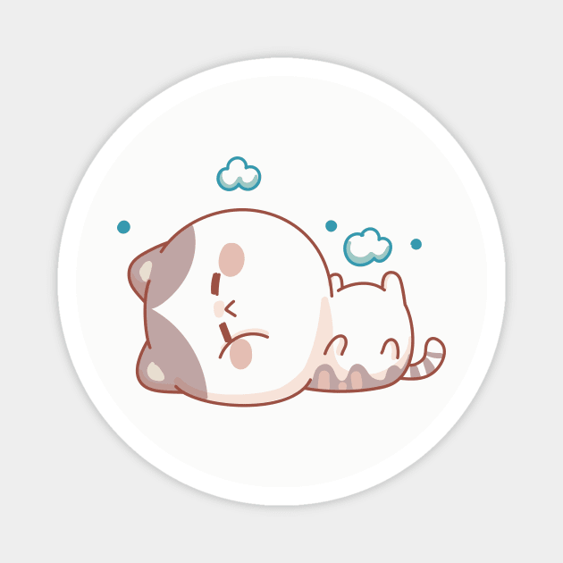 Sleepy Kawaii Cute Cat Magnet by J_FC